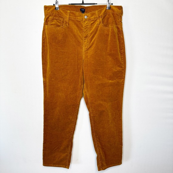 J Crew Corduroy Pants Women Mustard Yellow High Rise Straight Leg Size 34 - Picture 3 of 11